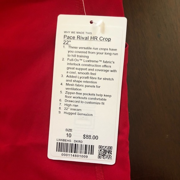 LULULEMON PACE RIVIAL CROP “22 - Picture 4 of 6
